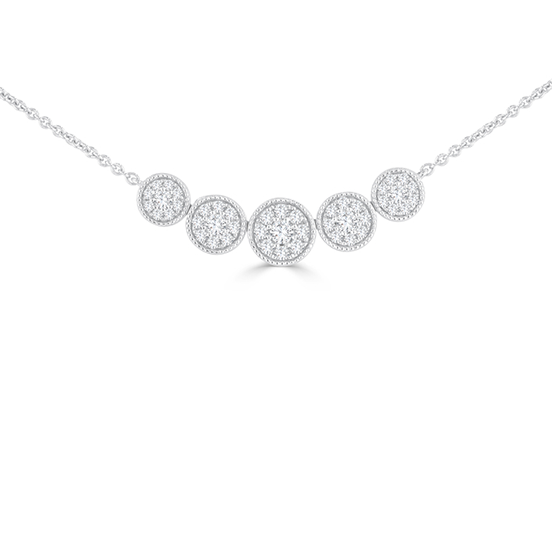 Sabel Collection White Gold Graduated Diamond Disc Necklace